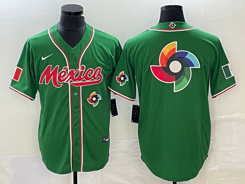 Men 2023 World Cub Mexico Blank Green Nike MLB Jersey15